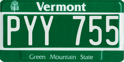 VT license plate PYY755