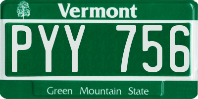 VT license plate PYY756