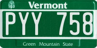 VT license plate PYY758