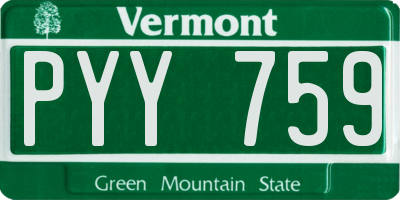 VT license plate PYY759