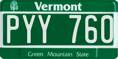 VT license plate PYY760