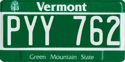 VT license plate PYY762