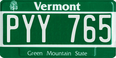 VT license plate PYY765