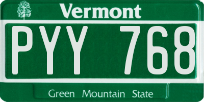 VT license plate PYY768