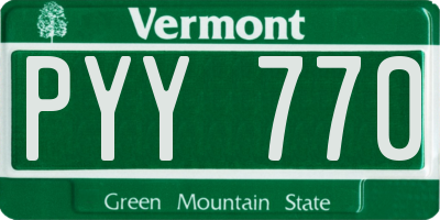 VT license plate PYY770