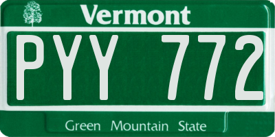 VT license plate PYY772