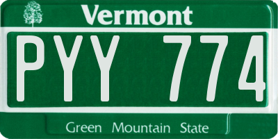 VT license plate PYY774