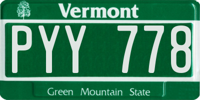 VT license plate PYY778