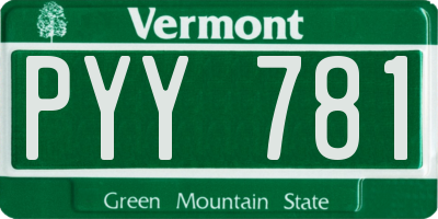 VT license plate PYY781