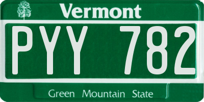 VT license plate PYY782