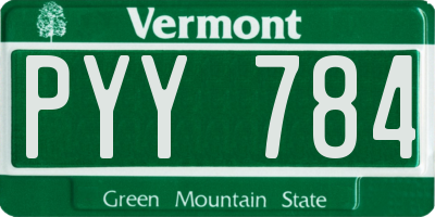 VT license plate PYY784