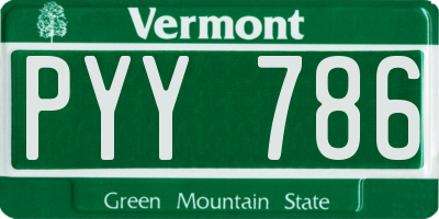 VT license plate PYY786
