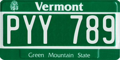 VT license plate PYY789