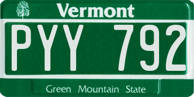VT license plate PYY792