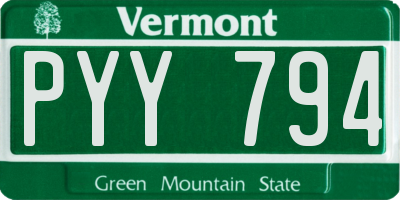 VT license plate PYY794