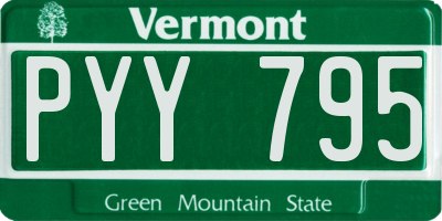 VT license plate PYY795
