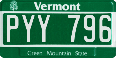 VT license plate PYY796
