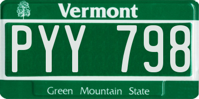 VT license plate PYY798