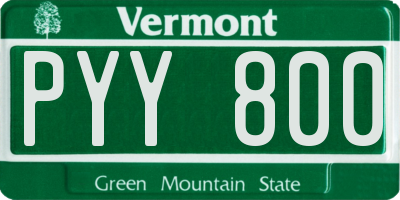 VT license plate PYY800