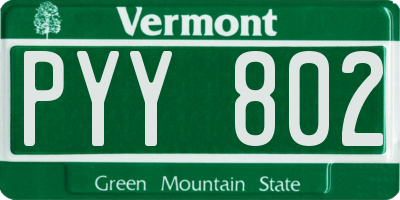 VT license plate PYY802