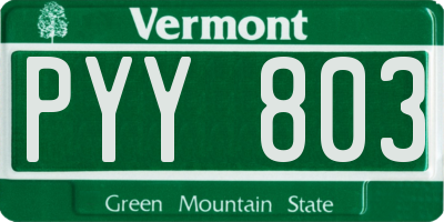 VT license plate PYY803