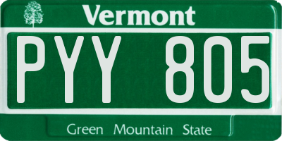 VT license plate PYY805