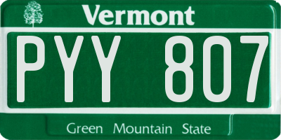 VT license plate PYY807