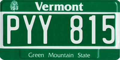 VT license plate PYY815