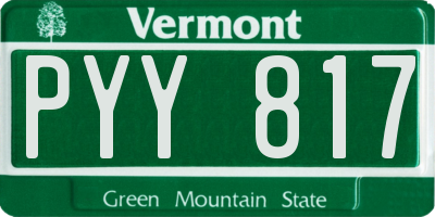 VT license plate PYY817