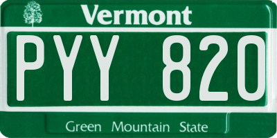 VT license plate PYY820