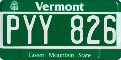 VT license plate PYY826