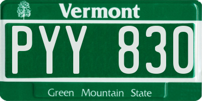 VT license plate PYY830