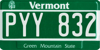 VT license plate PYY832