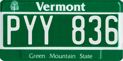 VT license plate PYY836