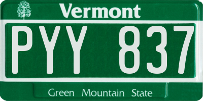 VT license plate PYY837