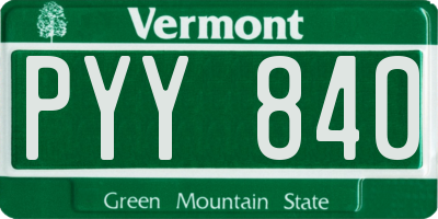 VT license plate PYY840