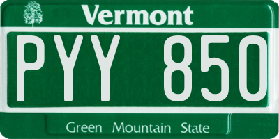 VT license plate PYY850