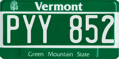 VT license plate PYY852