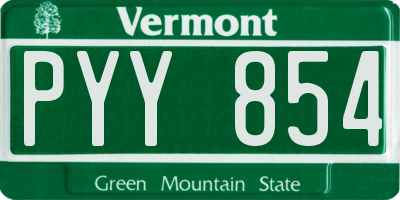 VT license plate PYY854