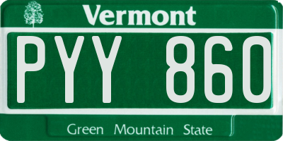 VT license plate PYY860