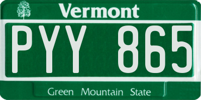 VT license plate PYY865
