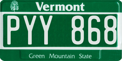 VT license plate PYY868