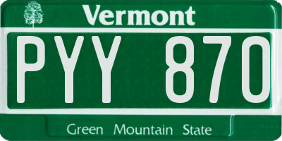 VT license plate PYY870
