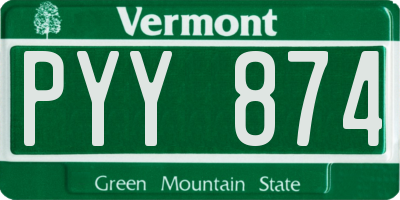 VT license plate PYY874