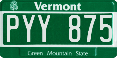 VT license plate PYY875