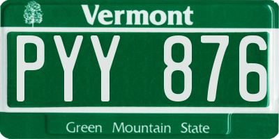 VT license plate PYY876