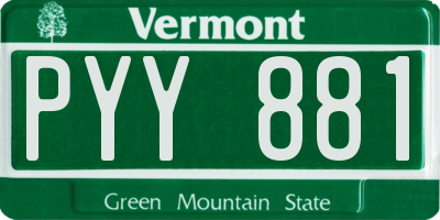 VT license plate PYY881