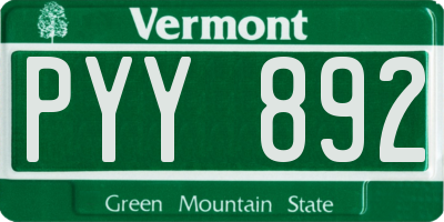 VT license plate PYY892