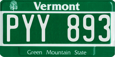 VT license plate PYY893