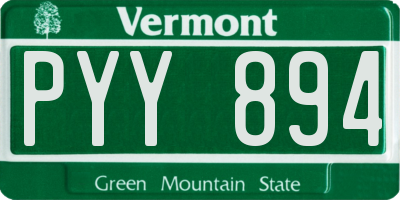 VT license plate PYY894